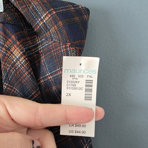 Maurices Plaid Midi Skirt - Navy and Orange - Picture 3 of 3